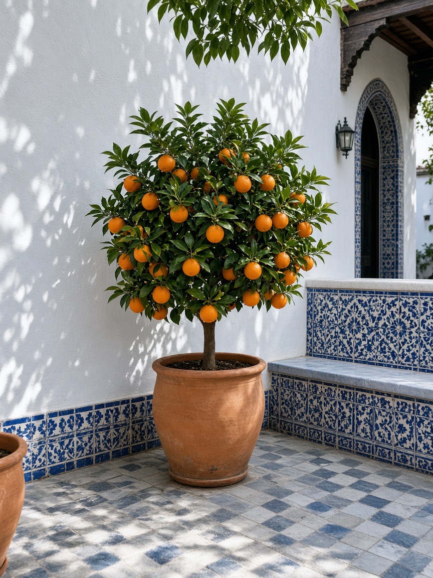 Location, courtyard, orange tree