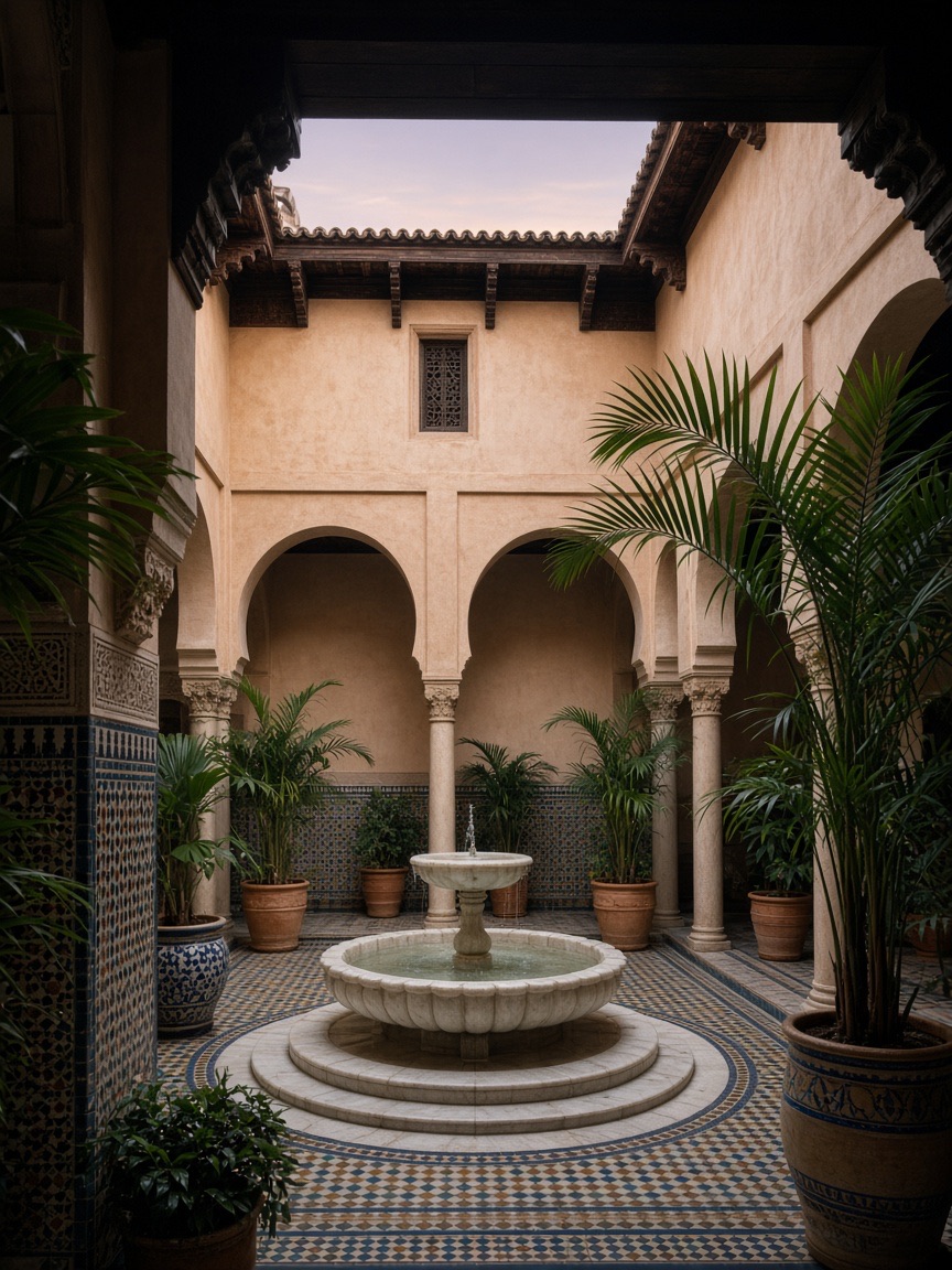 Interior, hotel patio, fountain